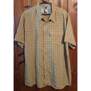 The North Face Men’s Short Sleeve Button Down Zipper Pocket Yellow Gray Sz XXL